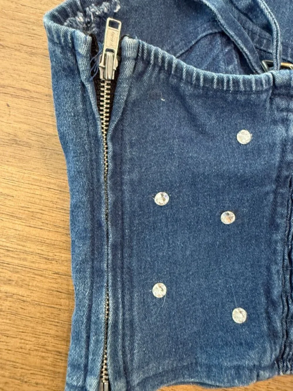 Urban Groove Embellished Denim Dance Crop Top Bustier PA Adult XS